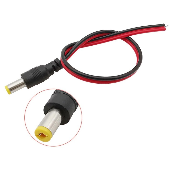 Conector tata 5.5x2.1mm cu fire preinstalate