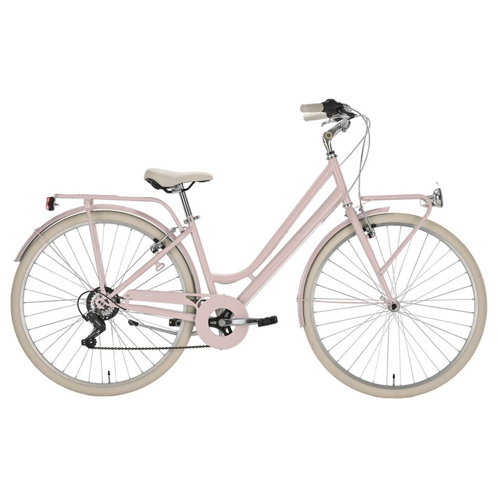 Bicicletă de oraș Alpina 28", 6 viteze, Roz pal, cadru Hi-Ten