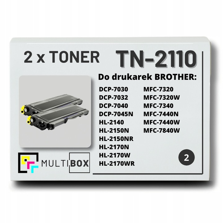 2 db TN-2110 Multibox toner készlet Brother nyomtatókhoz, fekete, 1500 oldal/darab