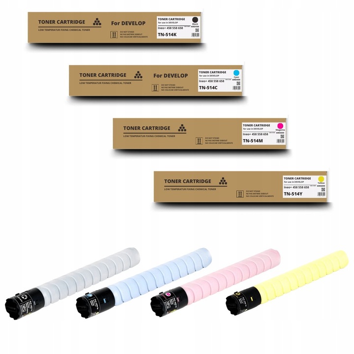 4 db TN-514 Multibox CMYK toner készlet DEVELOP Ineo+ 458 558 658 nyomtatókhoz, 26000 oldal, fekete, kék, bíbor, sárga