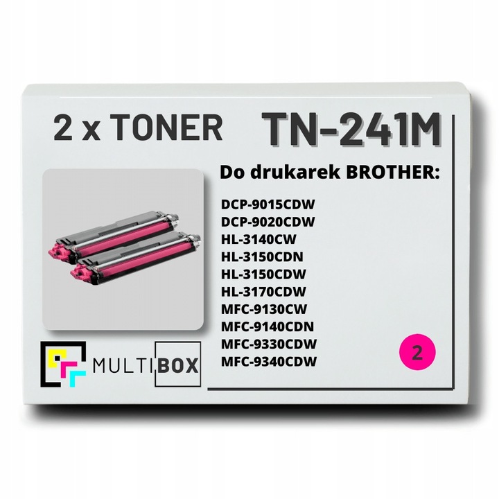 2 db TN-241M Magenta Multibox utángyártott toner készlet, 2800 oldal, kompatibilis Brother DCP, HL, MFC nyomtatókkal