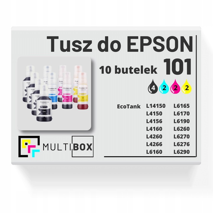 10 db 101 Multibox tintapatron készlet, 4x fekete, 2x kék, 2x magenta, 2x sárga, EPSON EcoTank L1415 L4150 L4156 készülékekhez