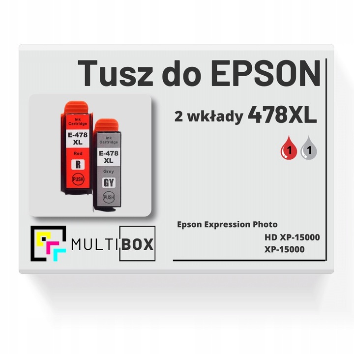 2 db 478XL Multibox tintapatron készlet, piros és szürke, 2 x 10,2 ml