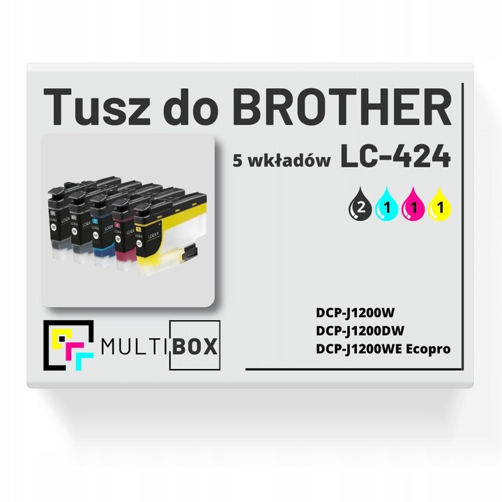 Multibox LC-424 CMYK tintapatron készlet, 5 darab, fekete, cián, magenta, sárga