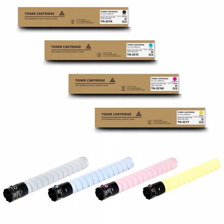 4 db TN321 kompatibilis toner készlet Konica Minolta nyomtatókhoz, fekete, kék, magenta, sárga