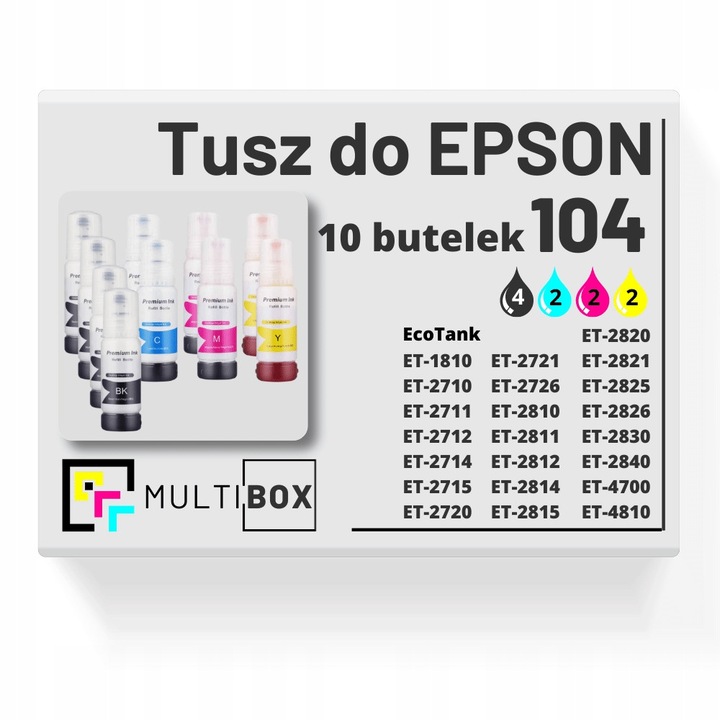 10 db 104 Multibox tintapatron készlet, 4x fekete, 2x kék, 2x magenta, 2x sárga, Epson EcoTank nyomtatókhoz