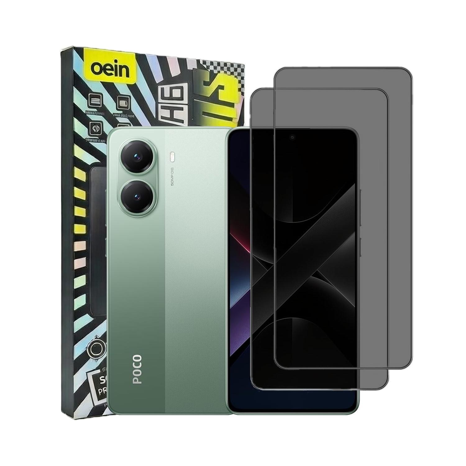 Set 2 Folii Sticla Privacy pentru Poco X7 Pro, Oein, Sticla Securizata 9H+, Acoperire Completa, Anti-Amprenta, Negru
