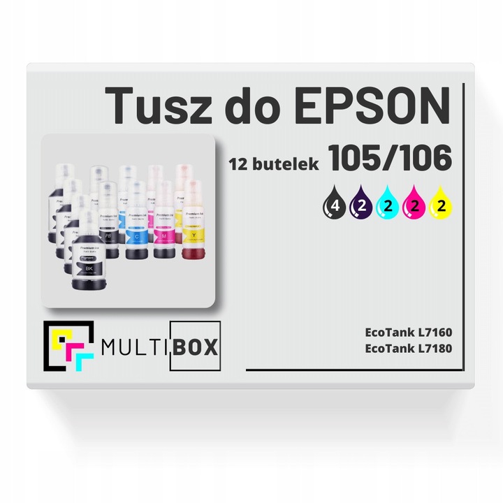 Multibox 12 tintapatron készlet EPSON 105 + 106, 4x fekete, 2x fotó fekete, 2x kék, 2x magenta, 2x sárga