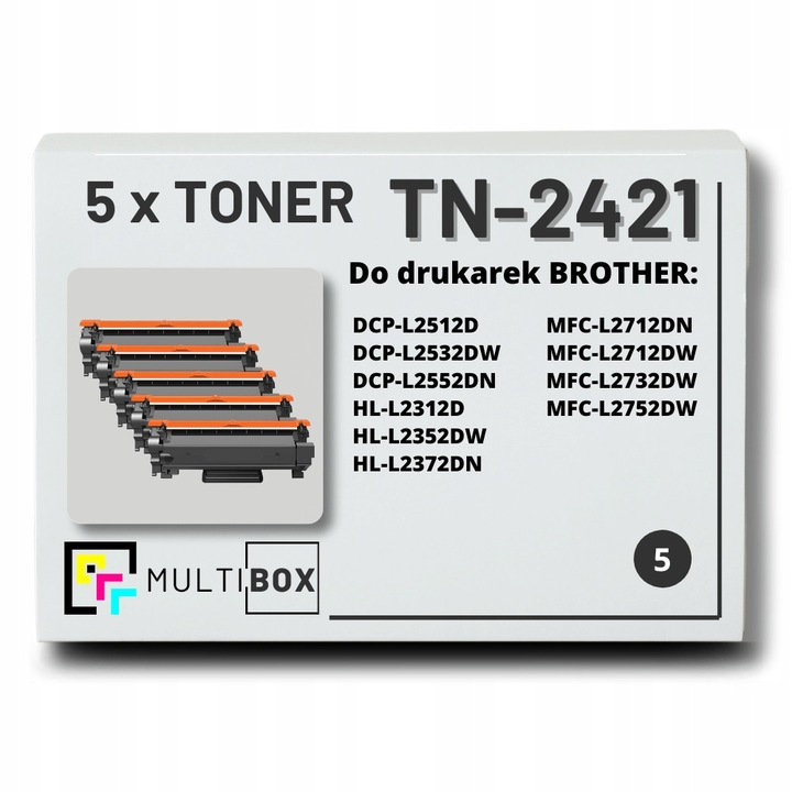 Set 5 tonere TN-2421, Multibox, negru, 3000 pagini fiecare
