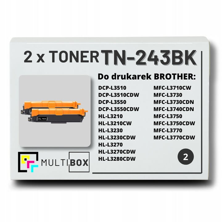 Toner compatibil 2x TN-243BK Multibox, negru, pentru imprimante Brother