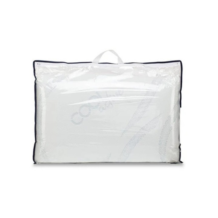 Set 2 Perne MHR memory foam 40x70cm alb/albastru, înălțime 11cm