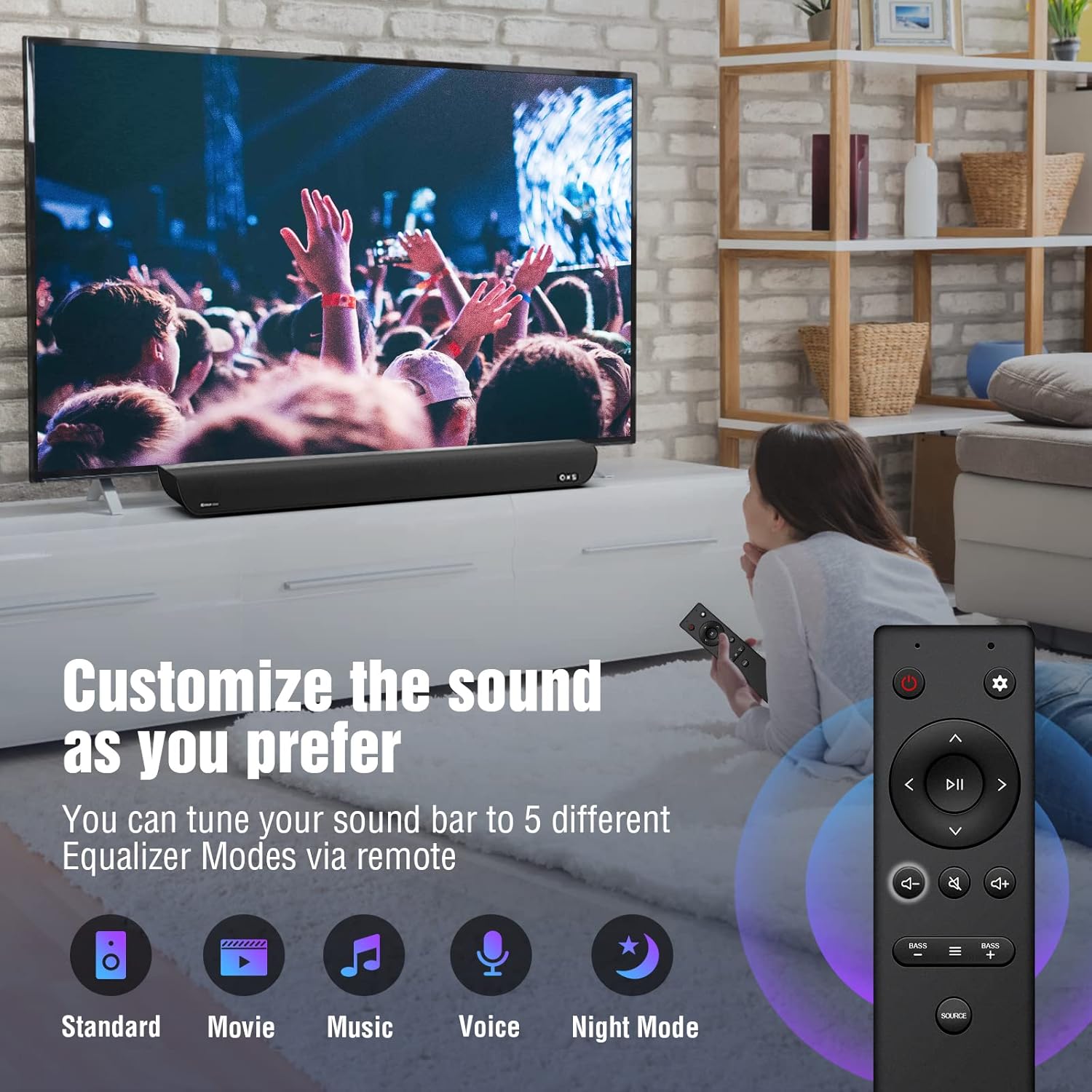 OXS S5 – soundbar 3.1.2 canale cu Dolby Atmos, subwoofer integrat, bas flexibil, imbunatatire a dialogului, Bluetooth 5.0 si conectivitate HDMI eARC, 5 moduri EQ, suport 4K HDR passthrough, sistem audio pentru home cinema