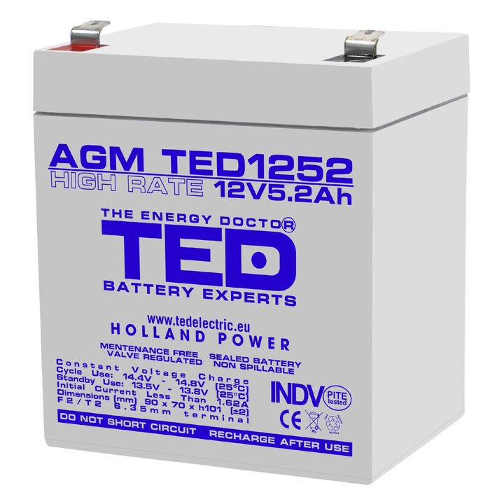 Pachet acumulatori 12V 5.2Ah, compatibil APC RBC30, AGM VRLA, TED Electric