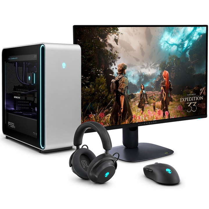 Set Gaming Setup Dell Alienware: Desktop RTX 5070, Intel Ultra 7, 32GB ...