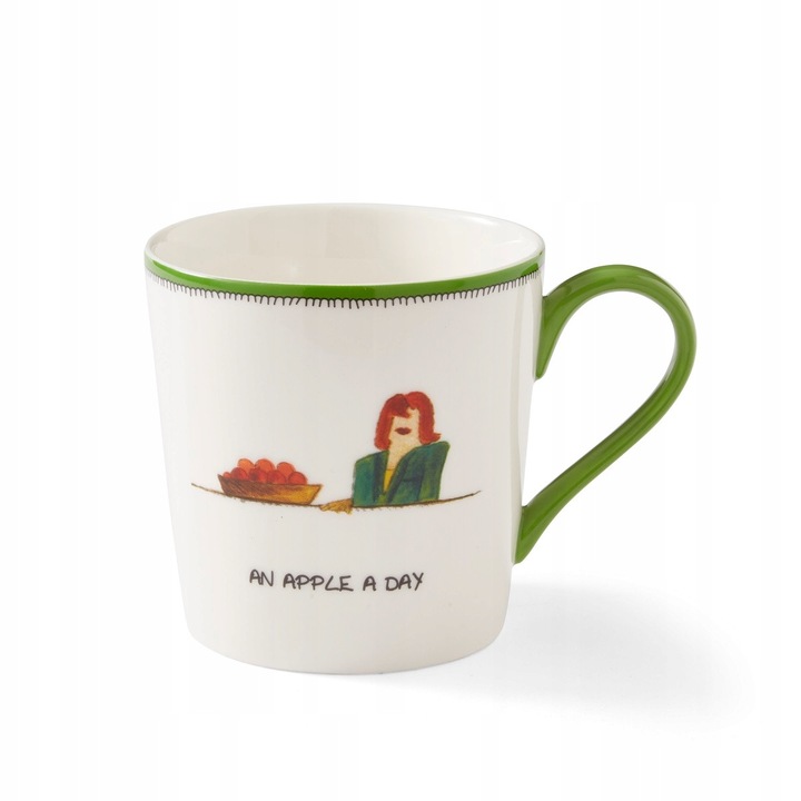 Cana Spode Kit Kemp Doodle 340ml fehér-zöld, rajzolt design, ideális kávéhoz vagy teához