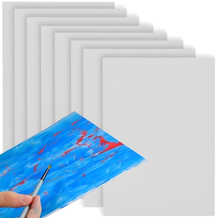 VarioShop 8 db-os festővászon készlet, 30x40 cm, pamut MDF-en, merev tartó, fehér