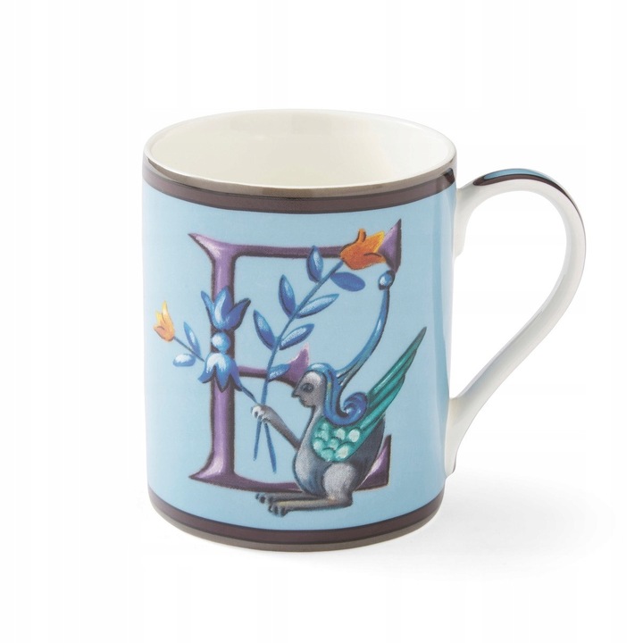 Spode Kit Kemp Alphabet bögre, 340ml, alfabetikus mintával, porcelán, kék