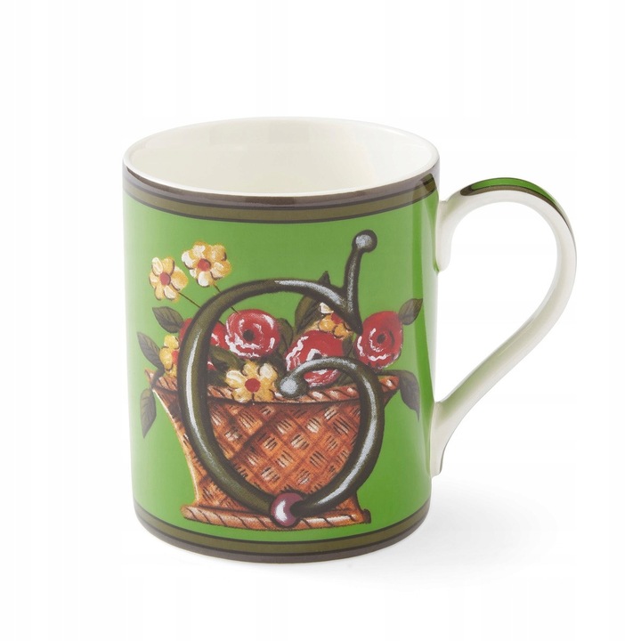 Spode Kit Kemp bögre 340ml, betűkkel díszítve, porcelán, zöld