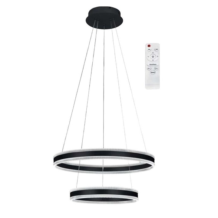 LED пендел 176 W, 12320 lm, 175-265V, черен, IP20, 120 x 80 см, 3CCT, димируем, дистанционно управление