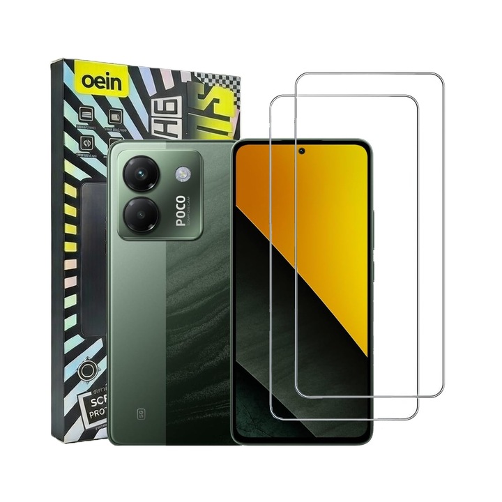 Set 2 Folie Sticla pentru Poco M7 Pro 5G Oein® – Sticla Securizata 9H+, Claritate Super HD, Tratament Oleofob Electronic, Anti-Amprenta, Sensibilitate Touch Avansata, Acoperire Completa Compatibila cu Husa