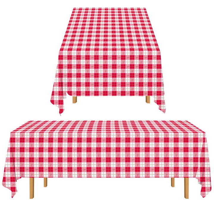 Fata de masa colorata unica de la OLOEY, cu un model in carouri rosii, este perfecta pentru petreceri de ziua de nastere, Craciun sau botezuri. Foarte decorativa, masoara 137cm x 274cm