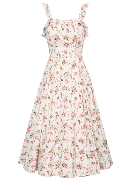 Rochie Belle Poque, florală, bej, XL