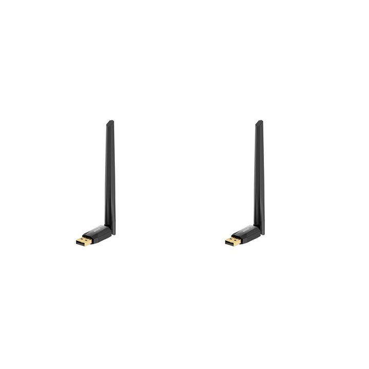 Комплект от 2 USB адаптера 5.4 150M Wireless, черен, за компютър, едновременно свързване на до 7 устройства