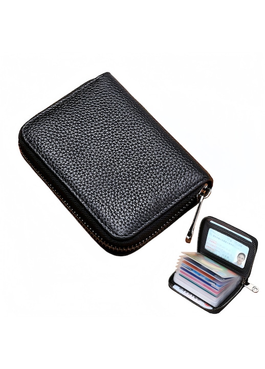 Portcard mare capacitate RFID, portofel pentru carduri si acte, protectie anti-demagnetizare, 20 sloturi card + 2 ferestre, pentru buletin si permis, DRAGO™