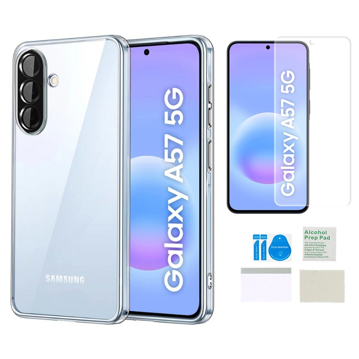 Etui transparent 2mm pentru Samsung Galaxy A57 5G + folie hidrogel