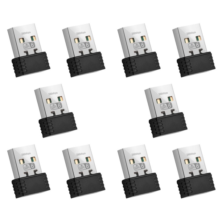 Комплект 10 безжични адаптера WiFi 6 AX286, 802.11ax, 2.4 GHz, черен, 20x15x6mm