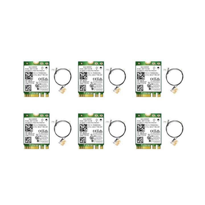 Комплект 6x Carda WiFi 8260 NGW + 12x Антени 2.4G/5GHz, 867M, NGFF M.2, Зелен