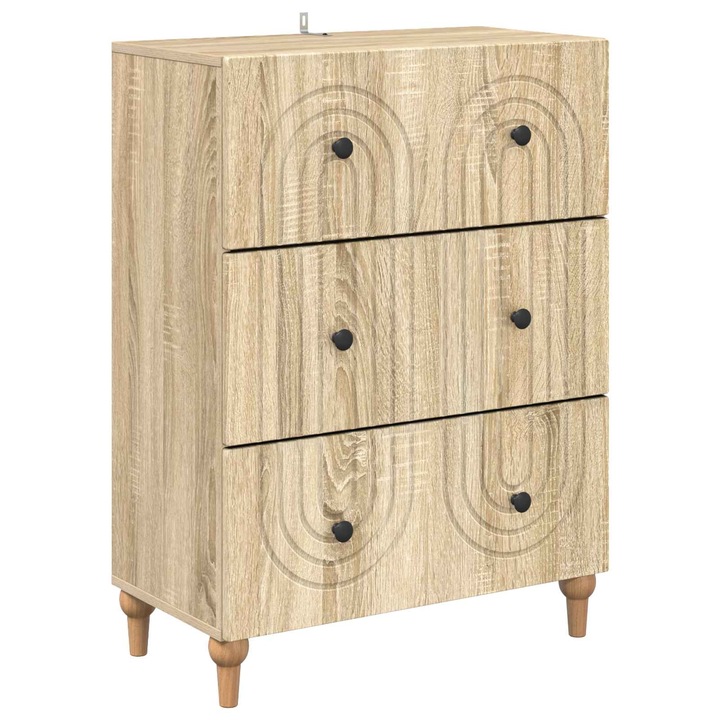 Dulap cu sertare Stejar Sonoma 66 x 34 vidaXL, 5 x 90 cm Lemn prelucrat