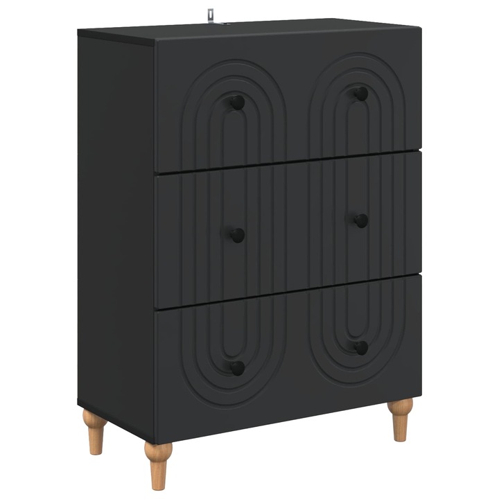Dulap cu sertare Negru 66 x 34 vidaXL, 5 x 90 cm Lemn prelucrat