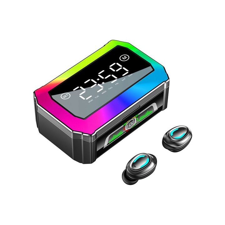 Vezeték nélküli fülhallgató, TWS, zajcsökkentés, fekete, 50mAh