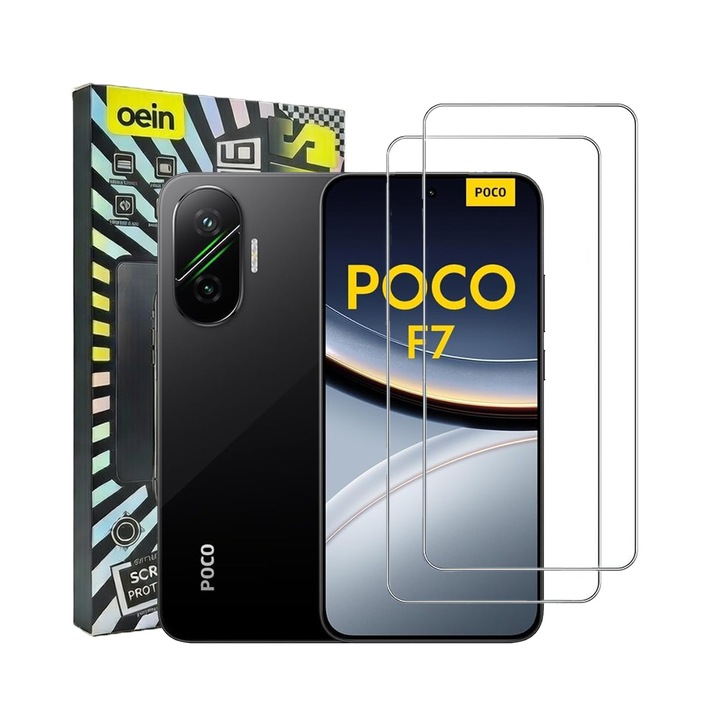 Set 2 Folie Sticla pentru Poco F7 Oein® – Sticla Securizata 9H+, Claritate Super HD, Tratament Oleofob Electronic, Anti-Amprenta, Sensibilitate Touch Avansata, Acoperire Completa Compatibila cu Husa