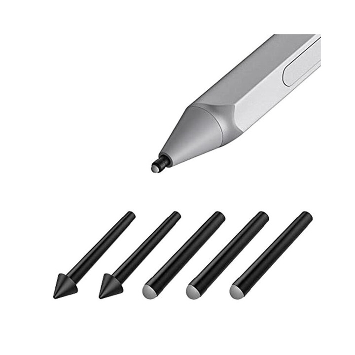 Set 5 Pointes de Stylet HB pentru Surface Pro 4/5/6/7/Book/Studio/Go, negru, 1,5x0,1x0,1cm