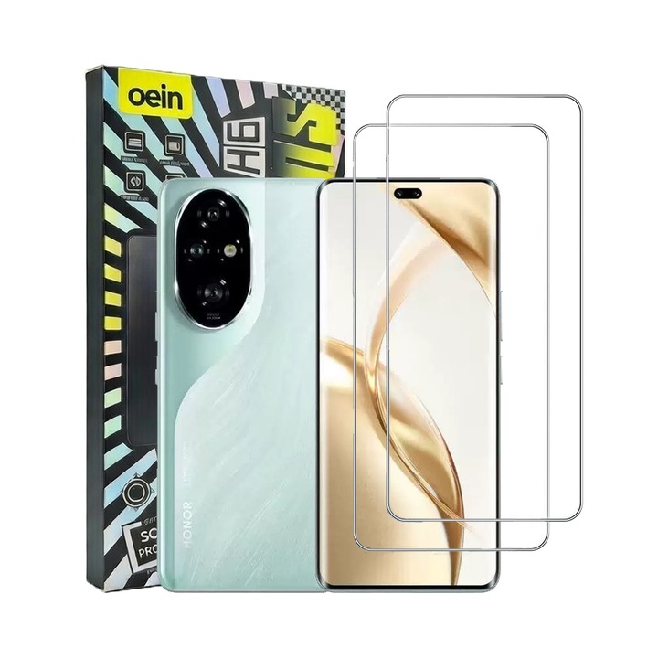 Set 2 Folie Sticla pentru Honor 200 Pro Oein® – Sticla Securizata 9H+, Claritate Super HD, Tratament Oleofob Electronic, Anti-Amprenta, Sensibilitate Touch Avansata, Acoperire Completa Compatibila cu Husa
