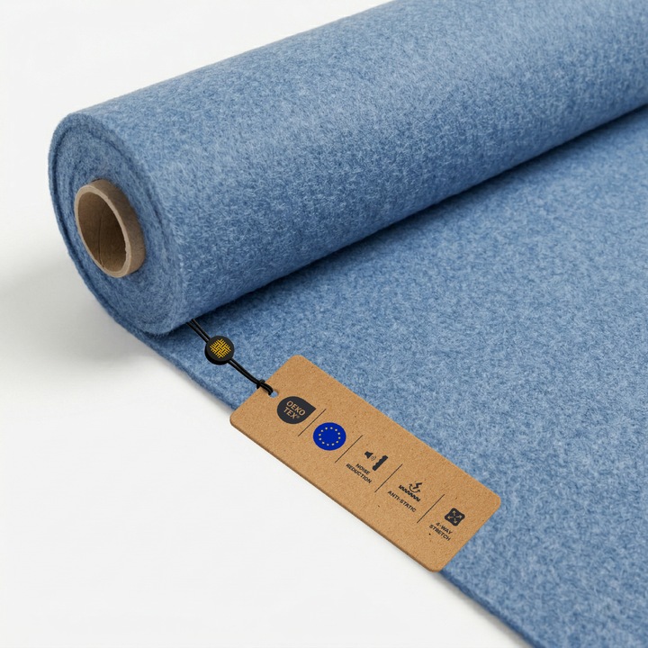 Fetru, Tesatura din pasla moale, LOMIQ, pentru Decoratiunicreative, Auto, Autorulota, Barca, DIY, Culoare Albastru deschis, Dimensiune 100 cm x 200 cm