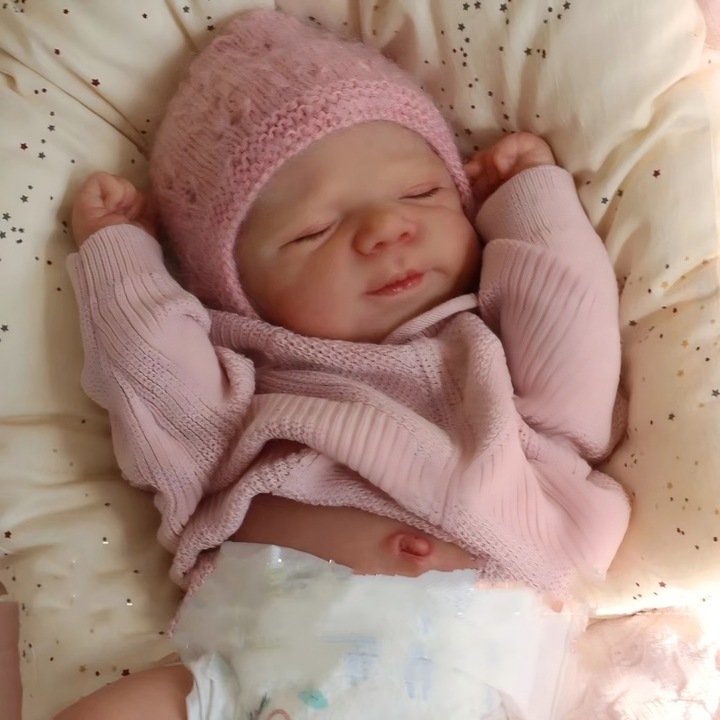 Reborn baba 18 hüvelyk 46 cm, scnbom, szilikon realisztikus kislány, rózsaszín, 1,3 kg, 46 cm, szett ruhákkal és kiegészítőkkel