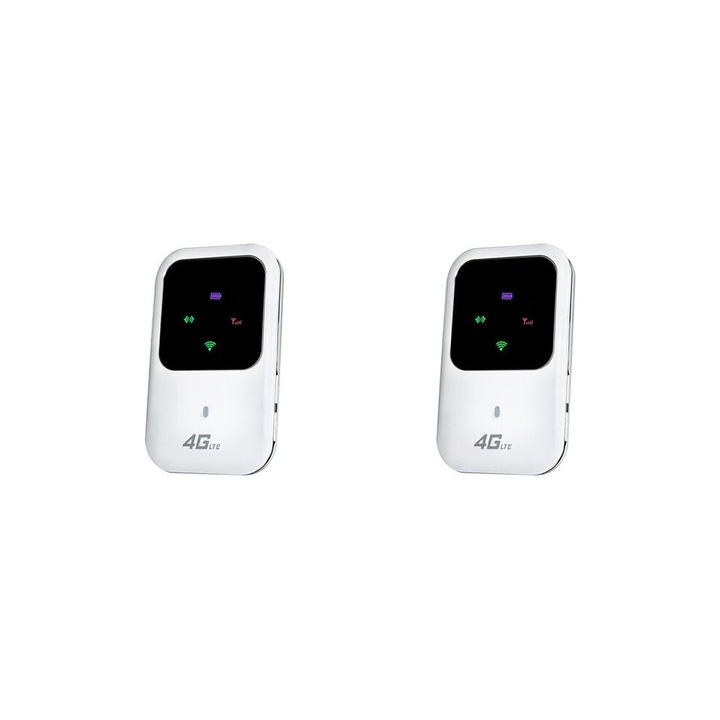2 db vezeték nélküli MiFi zsebrouter 4G, 150Mbps, fehér, 59x93.3x14.4mm