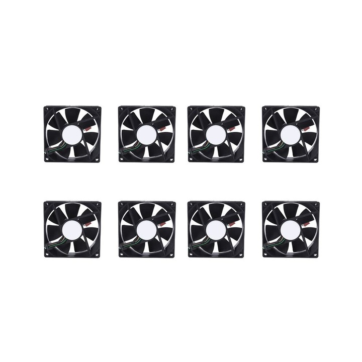 8 db CPU hűtőventilátor készlet, 90x90x25mm, 12 tűs, 12V, fekete