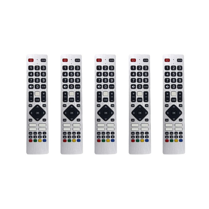 Set 5 telecomenzi RMC0133 pentru TV, argintii, din plastic