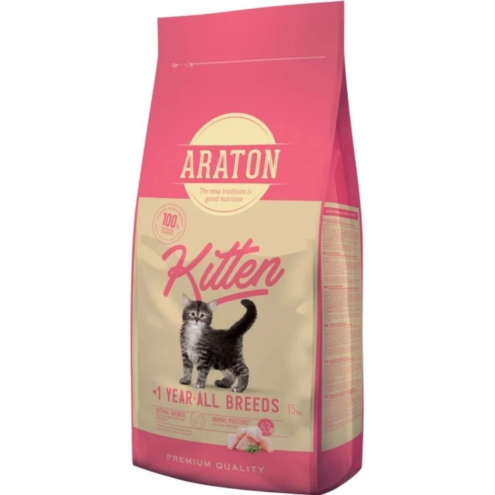 Araton Kitten 15 kg macskaeledel, kiscicáknak és vemhes nőstényeknek, baromfi, száraz