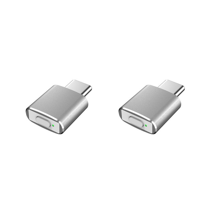 2 db USB C mozgató egérhez, C típusú, észrevehetetlen, ezüst