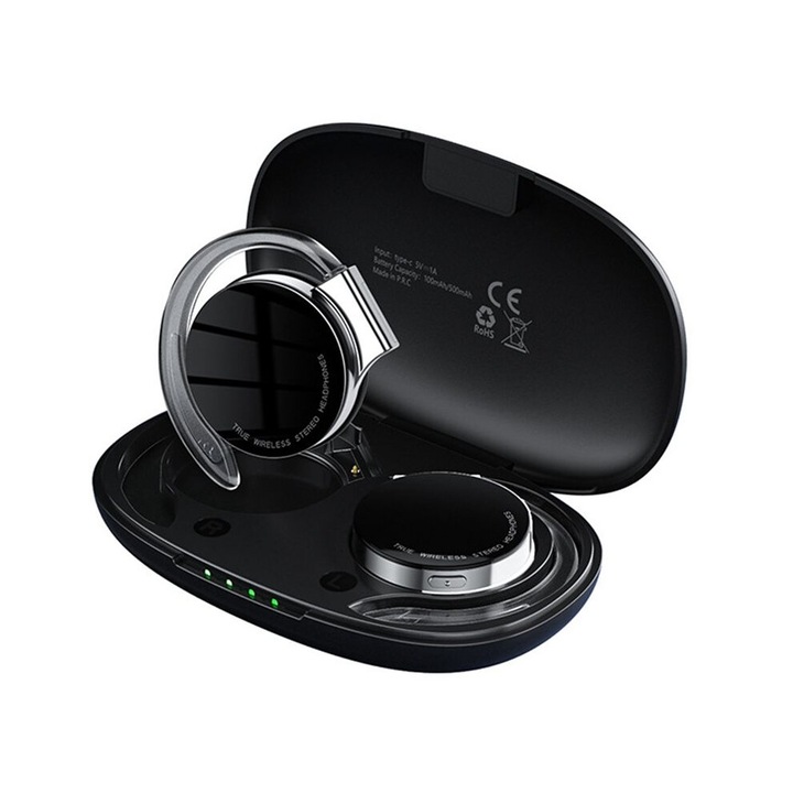 Vezeték nélküli TWS fülhallgató, 5.2, félig nyitott, aktív zajszűrés, fekete, 1 pár