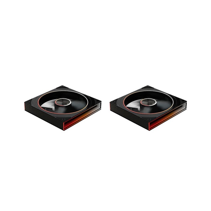2 db 140 mm-es PC ventilátor készlet, ARGB ciklikus fényeffektus, fekete, 5V 3-tűs, 650-1800 RPM