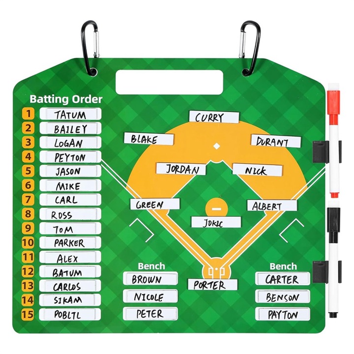 Baseball mágneses igazító tábla, 32x28cm, újrafelhasználható, 30 mágneses csíkkal, komplett készlet