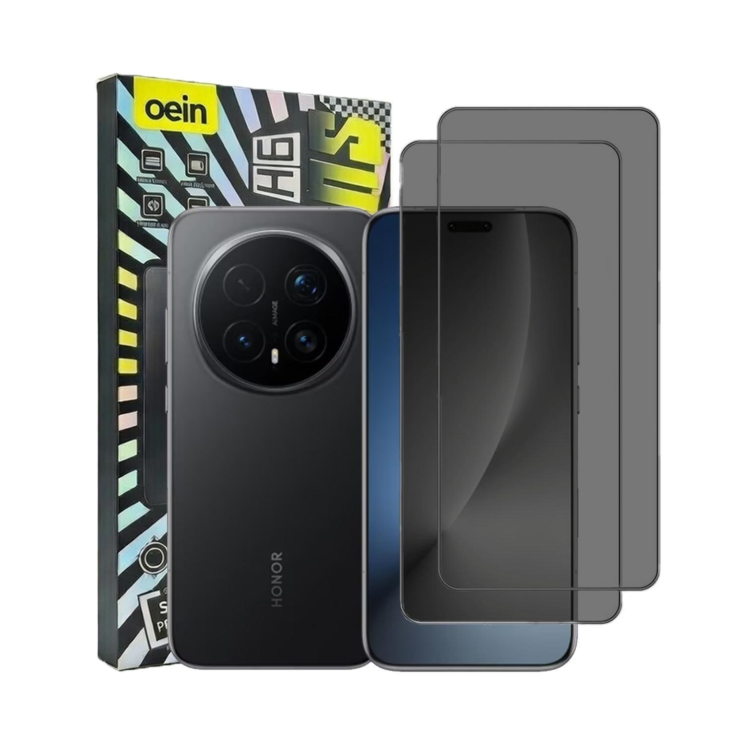 Set 2 Folie Sticla Privacy pentru Honor Magic 8 Pro Oein® – Sticla Securizata 9H+ Anti-Spy 28 Grade, Claritate HD, Tratament Oleofob Electronic, Anti-Amprenta, Sensibilitate Touch Avansata, Acoperire Completa Compatibila cu Husa cu Margini Negre