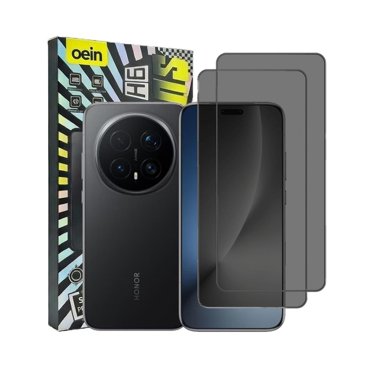 Комплект от 2 фолиа от Privacy стъкло за Honor Magic 8 Pro Oein® – Закалено стъкло 9H+ Anti-Spy 28 градуса, HD яснота, Олеофобно електронно покритие, Против отпечатъци, Подобрена чувствителност на допир, Пълно покритие, съвместимо с калъф с черни ръбове