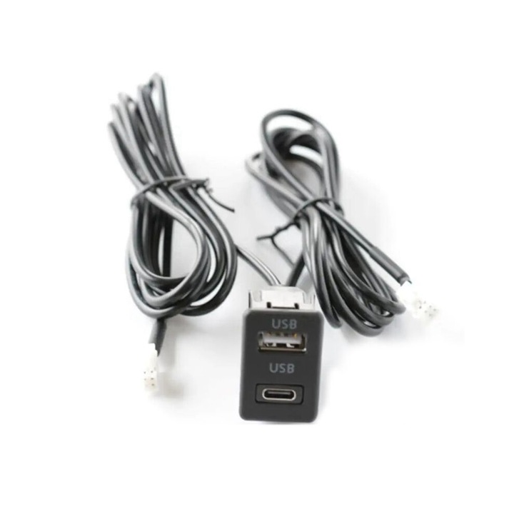 Priza USB + TYPE-C pentru tabloul de bord auto, 1.2m, neagra